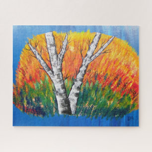 Puzzle Birch Forest Paysage coloré Abstrait