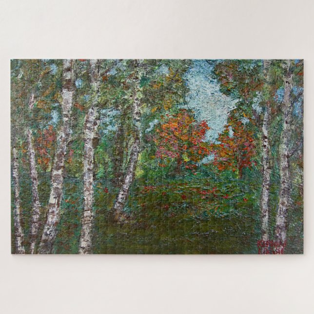 Puzzle Birch Trees in a Woodland Forest (par Kimon Loghi) (Horizontal)
