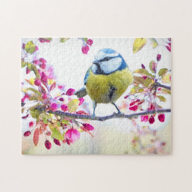 Puzzle Bird on flowering tree (Horizontal)