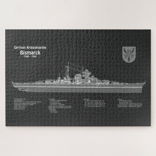 Puzzle Bismarck - Plan directeur du navire de guerre PD (Horizontal)