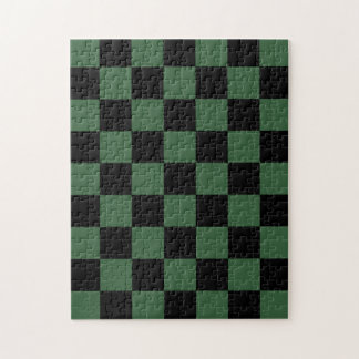 Puzzle Black and Hunter Green À damiers Motif