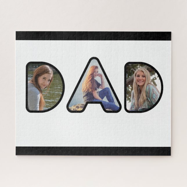 Puzzle Black and White Dad Photo Collage (Horizontal)