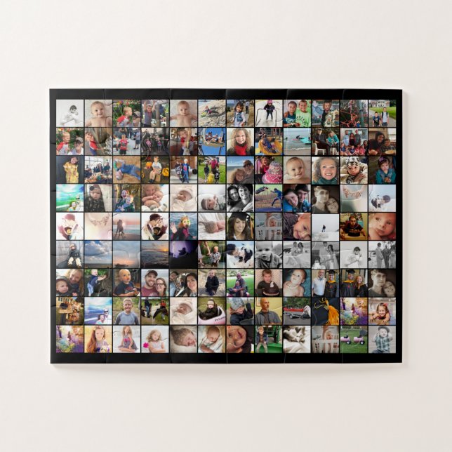 Puzzle Black Borders 80 Famille amis Photo Collage ici (Horizontal)