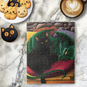 Puzzle Black Cat Green Dragon