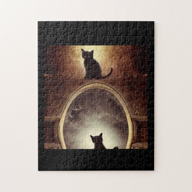 Puzzle Black cat mystère miroir imaginaire foncé (Vertical)