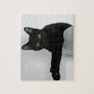 Puzzle Black Cat se détendre sur un canapé