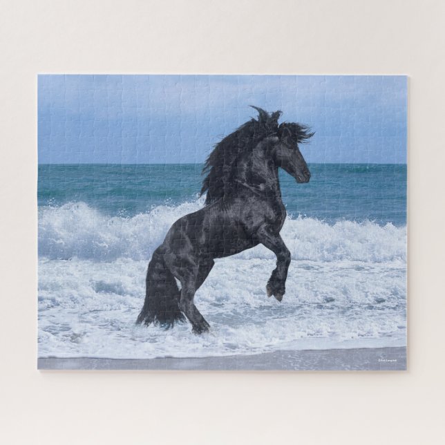 Puzzle Black Friesian Stallion (Horizontal)