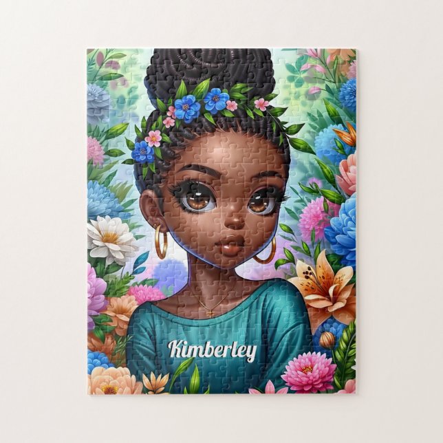 Puzzle Black girl African American avec tresses (Vertical)