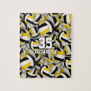 Puzzle black gold team colors girls boys volleyball
