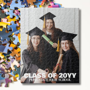 Puzzle Black Graduation Photo College BFF Modern Bold