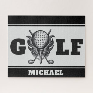 Puzzle Black Gray Personalized GOLF Ball Tee Clubs Sports