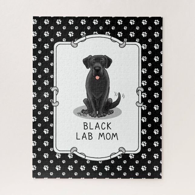 Puzzle Black Lab Mom (Labrador Retriever Mom) mignonne ch (Vertical)