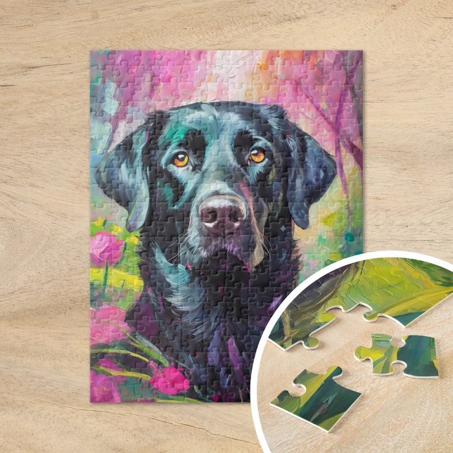Puzzle Black Lab Portrait Art Moderne (Créateur téléchargé)