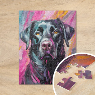 Puzzle Black Lab Portrait Art Moderne