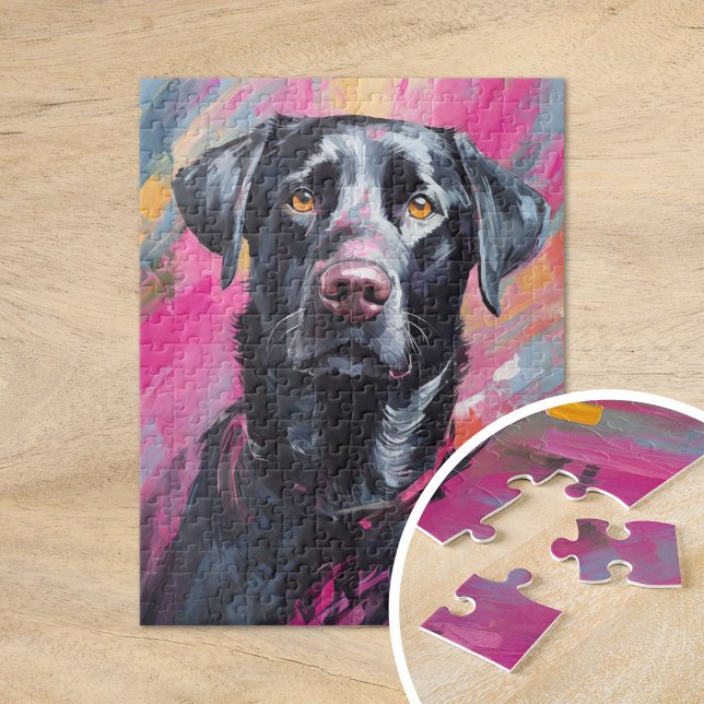 Puzzle Black Lab Portrait Art Moderne (Créateur téléchargé)