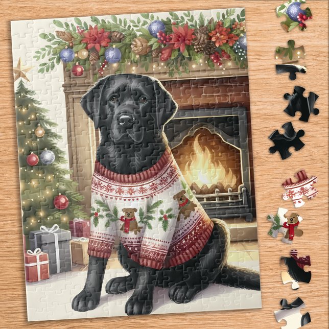 Puzzle Black Labrador Retriever Festiver Chien de Noël (Créateur téléchargé)