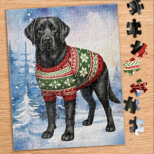 Puzzle Black Labrador Retriever mignon chien de Noël