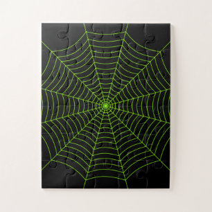 Puzzle Black neon vert toile d'araignée Halloween motif