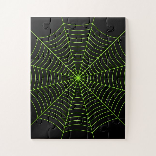 Puzzle Black neon vert toile d'araignée Halloween motif (Vertical)