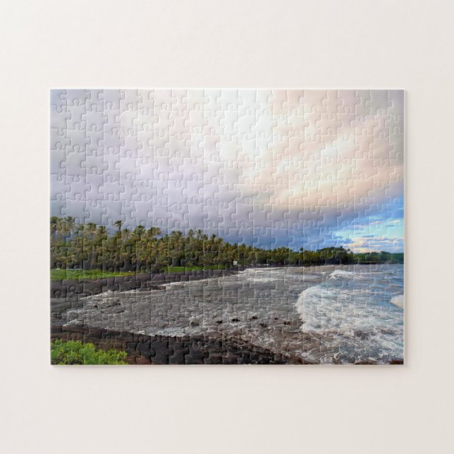 Puzzle Black Sand Beach - Big Island Hawaii - 11x14 pouce (Horizontal)
