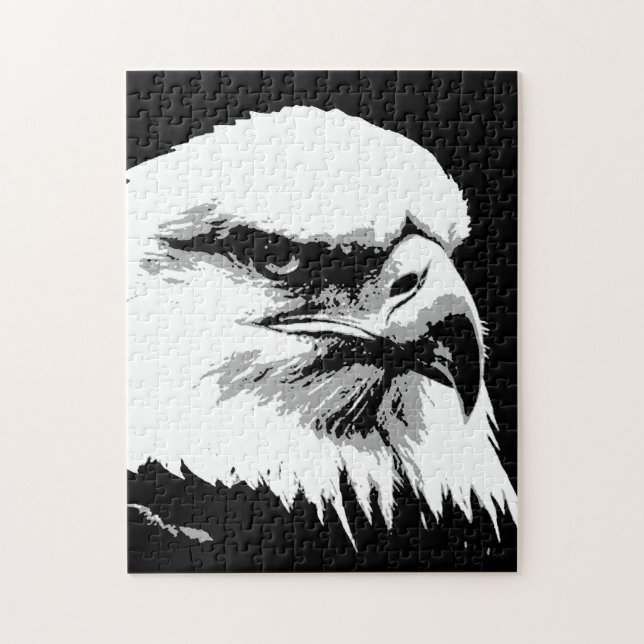 Puzzle Black White American Bald Eagle Pop Art (Vertical)