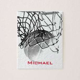 Puzzle Black & White Basketball Ajouter Votre Nom