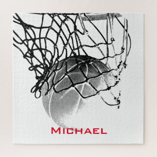 Puzzle Black & White Basketball Ajouter Votre Nom