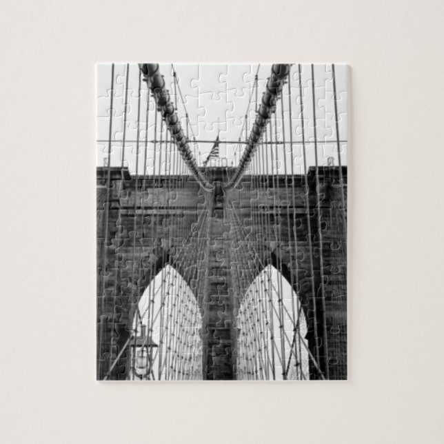Puzzle Black White Brooklyn Bridge New York (Vertical)