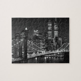 Puzzle Black White Brooklyn Bridge Nuit de New York