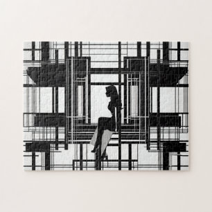 Puzzle Black & White : Femme moderne Abstraite