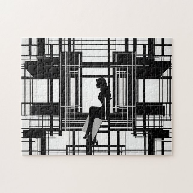 Puzzle Black & White : Femme moderne Abstraite (Horizontal)