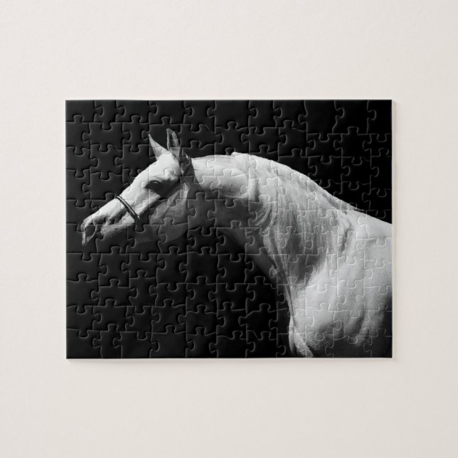 Puzzle Black & White Horse - Creative Animal Art (Horizontal)