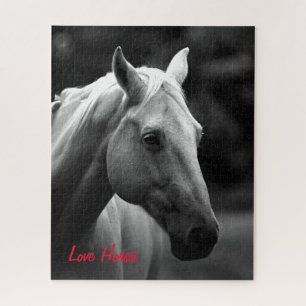 Puzzle Black White Horse Photo - Animals Art Love Horses