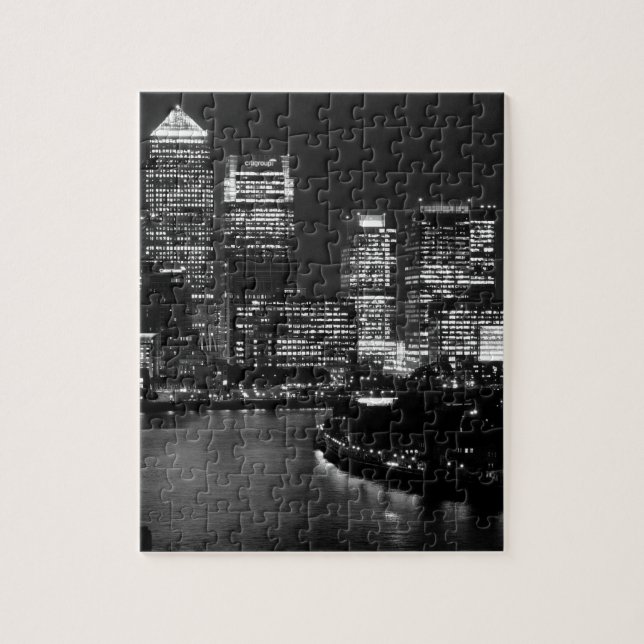 Puzzle Black White London City Night UK Travel (Vertical)