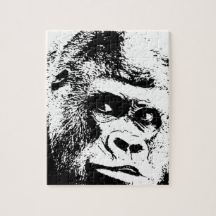 Puzzle Black White Pop Art Gorilla