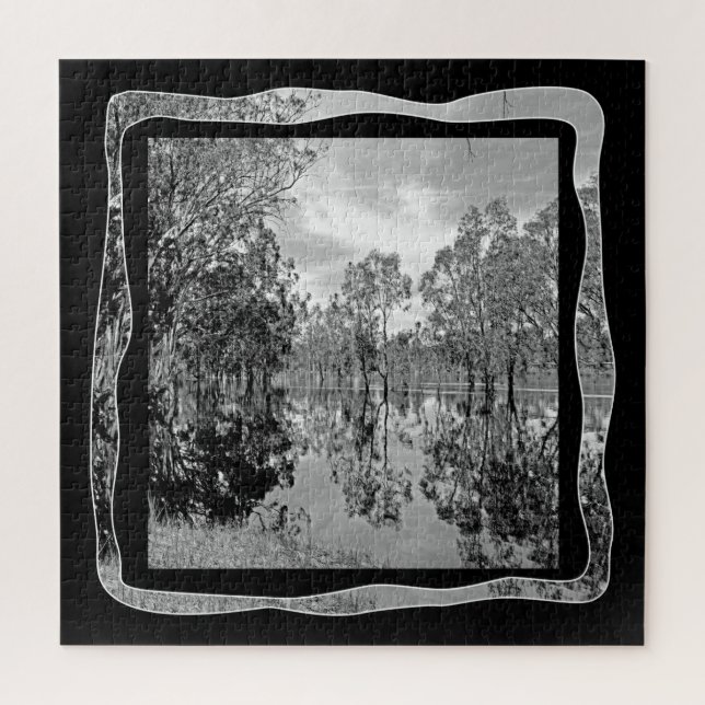 Puzzle Black White River Murray réflexions photographique (Vertical)
