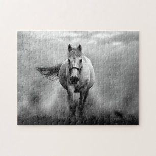 Puzzle Black White Runse Horse Freedom