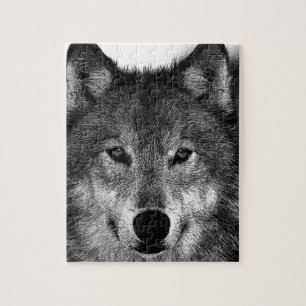 Puzzle Black & White Wolf Artwork