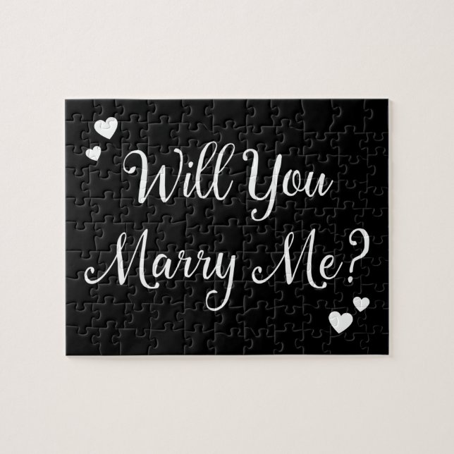 Puzzle Black Will You Marry Me Gothic Marriage Proposal (Horizontal)
