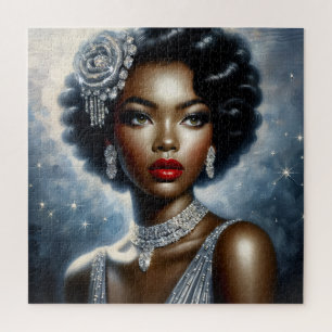 Puzzle Black Woman Glamor Portrait Art