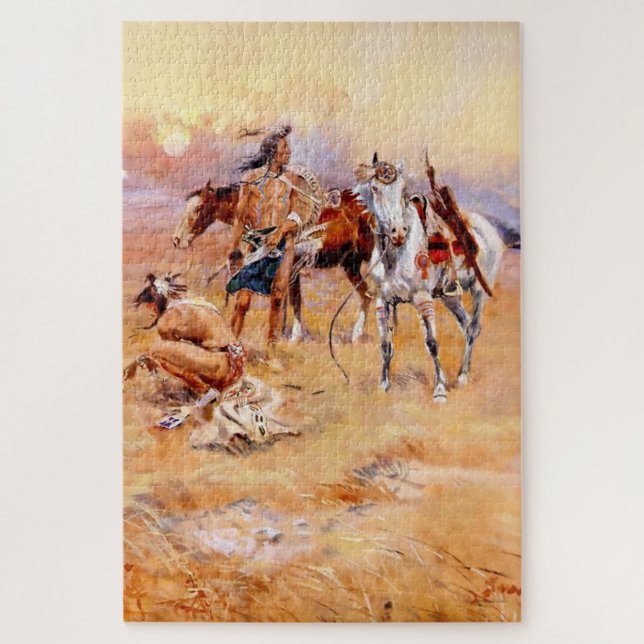 Puzzle « Blackfeet brûlant le territoire de bison de Crow (Vertical)