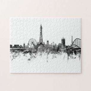 Puzzle Blackpool Angleterre Skyline Noir Blanc