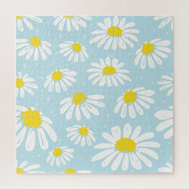 Puzzle Blanc bleu marguerite Arrière - plan sans couture (Vertical)