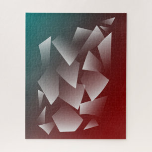 Puzzle blanc cassé sur bordeaux turquoise