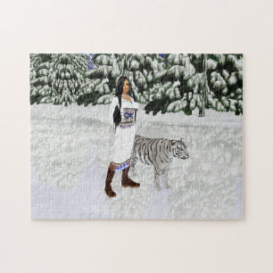 Puzzle blanc de tigre de neige