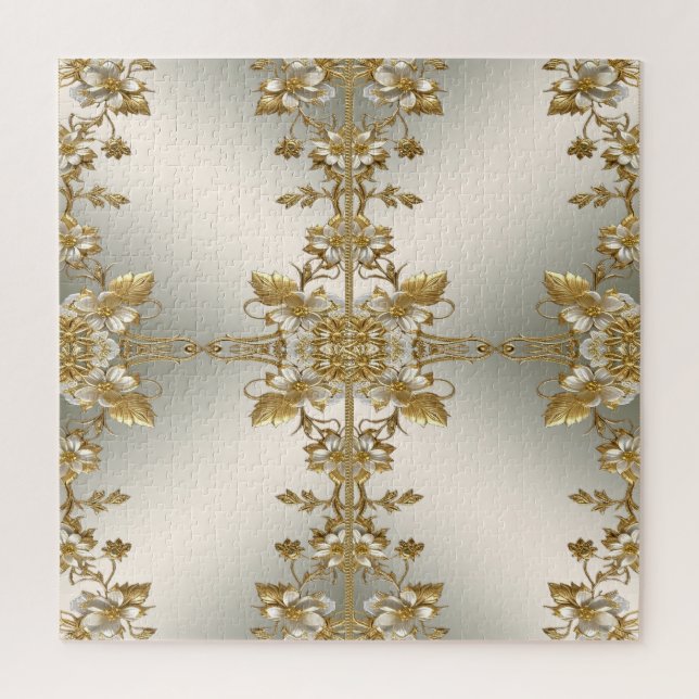 Puzzle blanc floral or orné puzzle (Vertical)