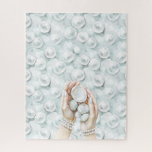Puzzle Blanc Ocean Mousse de Mer Bleu Coquilles Perles (Vertical)