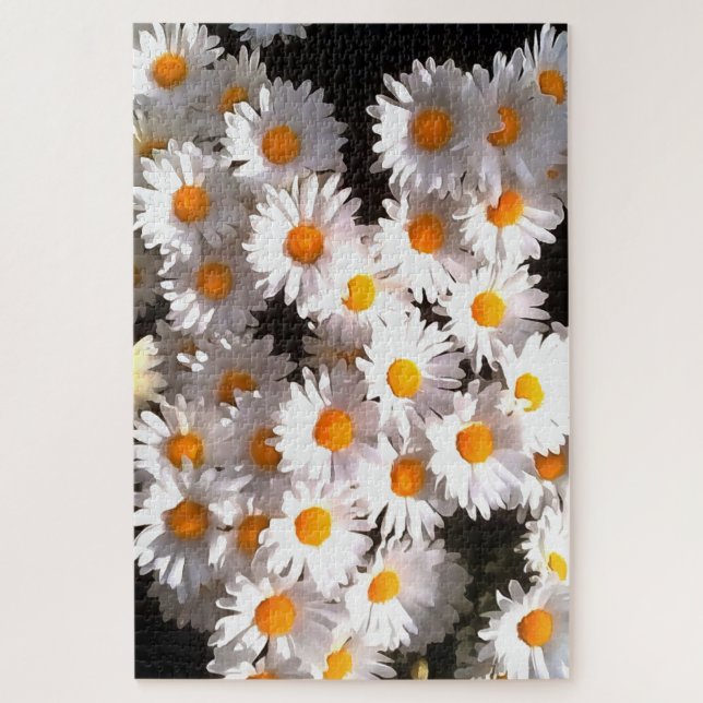Puzzle Blancs brillants sur l'art floral noir (Vertical)