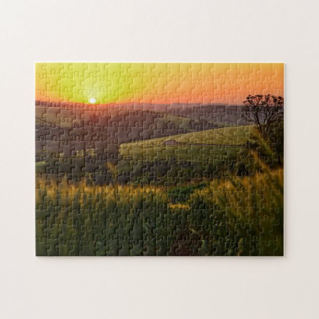 Puzzle Blé d'agriculture de coucher du soleil (Horizontal)