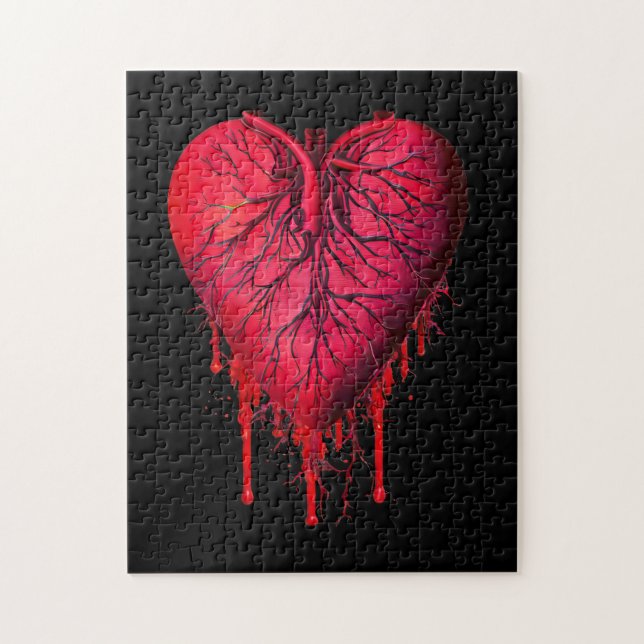 Puzzle Bleeding Heart Love Heart break surreal Art (Vertical)